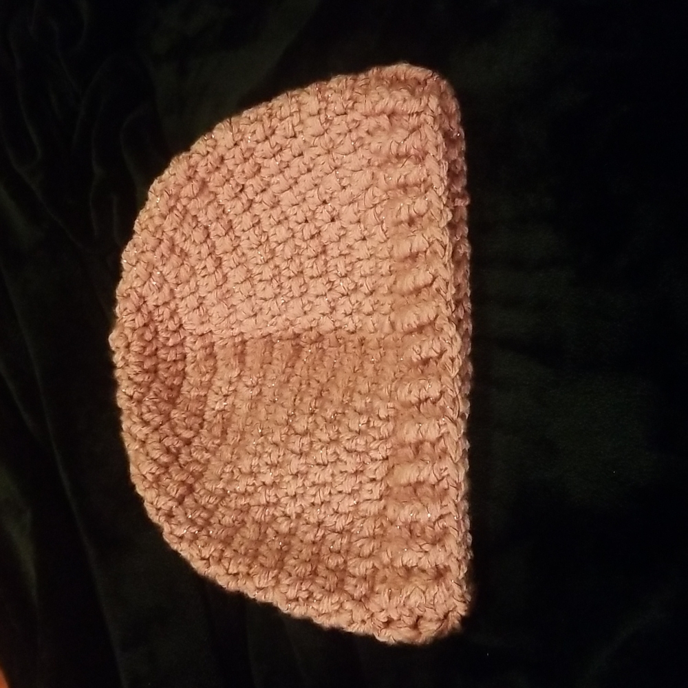 Hand Crafted Pink Metallic Colored Adult Hat - Picture 2 of 10